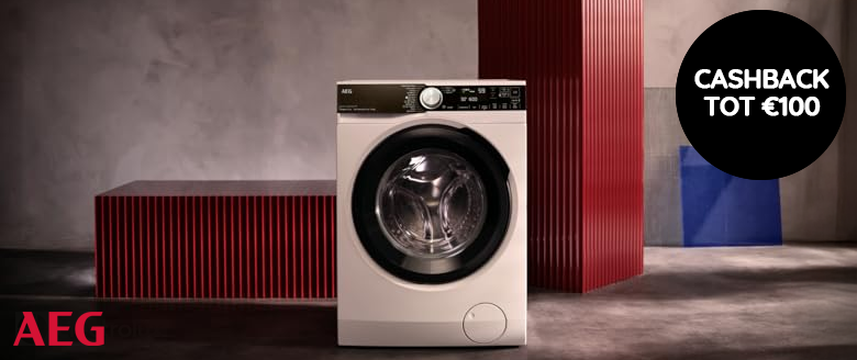 Tot €100,- cashback op AEG wasmachines, drogers en was-droogcombinaties