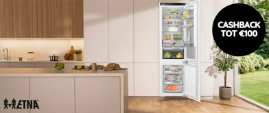 Tot €100 cashback op ETNA inbouw koelkasten en inductie kookplaten