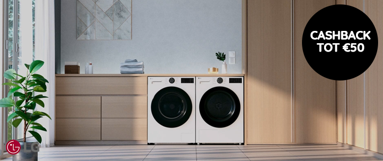 Nu tot €50,- cashback op LG wasmachines en koelkasten